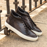 Gentlemen Alto Sneaker - Hand Painted Grey Patina & Black Box Calf Leather