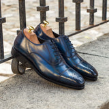 Gentlemen Oxford in Hand Painted Denim &  Patina in Calf Leather with Goodyear Welt