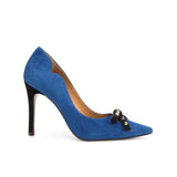 Torrano in Deep Blue Italian Suede Leather detailed with Black Italian Suede Leather