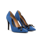 Torrano in Deep Blue Italian Suede Leather detailed with Black Italian Suede Leather