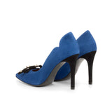 Torrano in Deep Blue Italian Suede Leather detailed with Black Italian Suede Leather