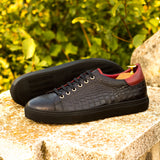 Gentlemen & Young Adult Activo - Hand Painted Black Croco Embossed Calf Leather and Hand Painted Red Calf Leather