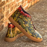 Gentlemen Alto Sneaker - Hand Painted Khaki Camo Patina & Hand Painted Burgundy Camo Patina in Calf Leather