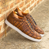 Gentlemen's & Young Adult - Activo Basico Sneaker - Hand Painted Medium Brown Croco Embossed Calf Leather