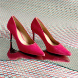 Figueres Pump in Passion Red Italian Suede Leather