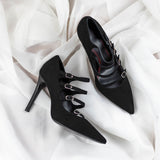 Valencia Pump in Black Italian Suede Leather detailed with Black Luxury Nappa Leather