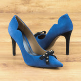 Torrano in Deep Blue Italian Suede Leather detailed with Black Italian Suede Leather
