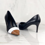 Amor in Black Nappa Leather detailed with White & Sand Nappa Leather