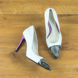 Amor in Pure White Nappa Leather detailed with Lilac Cascabel Animal Print Leather & Violet Nappa Leather