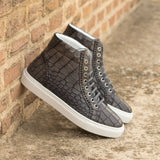 Gentlemen Alto Juego Sneaker -  Hand Painted Grey Croco Embossed Calf Leather