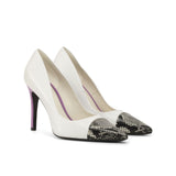 Amor in Pure White Nappa Leather detailed with Lilac Cascabel Animal Print Leather & Violet Nappa Leather