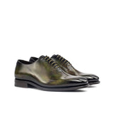 Gentlemen Wholecut with Hand Painted Green Patina in Calf Leather with Goodyear Welt