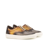 Gentlemen Ocio Sneaker - Hand Painted Grey & Cognac Patina in Calf Leather