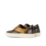 Gentlemen Ocio Sneaker - Hand Painted Grey & Cognac Patina in Calf Leather