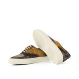 Gentlemen Ocio Sneaker - Hand Painted Grey & Cognac Patina in Calf Leather