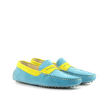 Gentlemen Gommini Driver - Turquoise Suede Calf Leather combined with Yellow Suede Calf Leather