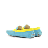 Gentlemen Gommini Driver - Turquoise Suede Calf Leather combined with Yellow Suede Calf Leather
