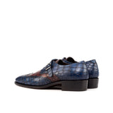 Gentlemen Single Monk in Hand Painted Navy Blue Croco Embossed Calf Leather & Burgundy Croco Embossed Calf Leather with Goodyear Welt
