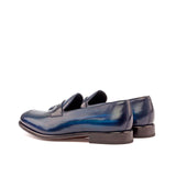 Gentlemen Loafer in Hand Painted Denim & Grey Patina in Calf Leather with Goodyear Welt