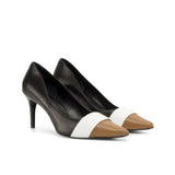 Amor in Black Nappa Leather detailed with White & Sand Nappa Leather