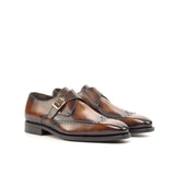 Gentlemen Single Monk in Hand Painted Fuego Patina in Calf Leather with Goodyear Welt