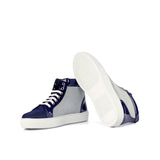 Ladies Alta Juega Sneaker -  Light Grey & Navy Blue Kid Suede Calf Leather combined with Cobalt Blue Patent Calf Leather