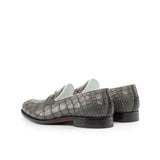 Gentlemen Loafer in Hand Painted Grey Colour Embossed Croco Calf Leather with Goodyear Welt