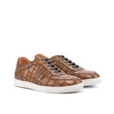 Gentlemen's & Young Adult - Activo Basico Sneaker - Hand Painted Medium Brown Croco Embossed Calf Leather