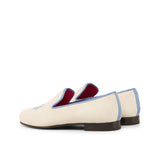 Gentlemen Cortes Slip On - White Suede Leather with Embroidery