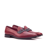 Gentlemen Loafer in Hand Painted Red & Black Pebble Grain Calf Leather with Goodyear Welt