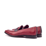 Gentlemen Loafer in Hand Painted Red & Black Pebble Grain Calf Leather with Goodyear Welt