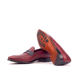 Gentlemen Loafer in Hand Painted Red & Black Pebble Grain Calf Leather with Goodyear Welt