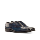 Gentlemen Oxford in Hand Painted Denim &  Patina in Calf Leather with Goodyear Welt