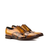 Gentlemen Oxford in Hand Painted Cognac & Brown Camo Patina - Calf Leather with Goodyear Welt