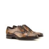 Gentlemen Oxford in Hand Painted Tobacco Patina - Calf Leather with Goodyear Welt & Beveled Waist