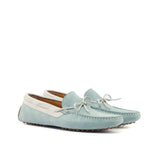 Gentlemen Gommini Driver - Light Blue Suede Calf Leather combined with White Suede Calf Leather