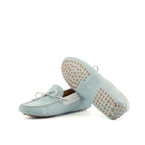 Gentlemen Gommini Driver - Light Blue Suede Calf Leather combined with White Suede Calf Leather
