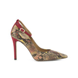 Figueres Pump in Red Cascabel Animal Print Leather detailed with Passion Red Italian Suede Leather
