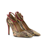 Figueres Pump in Red Cascabel Animal Print Leather detailed with Passion Red Italian Suede Leather