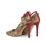 Figueres Pump in Red Cascabel Animal Print Leather detailed with Passion Red Italian Suede Leather
