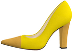 Amor in Lemon Yellow Italian Suede Leather detailed with Camel Italian Suede Leather