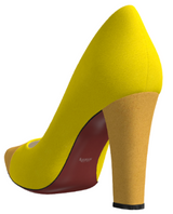 Amor in Lemon Yellow Italian Suede Leather detailed with Camel Italian Suede Leather
