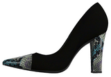 Amor in Black Italian Suede Leather detailed with Lilac Cascabel Animal Print Leather