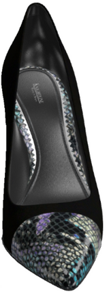 Amor in Black Italian Suede Leather detailed with Lilac Cascabel Animal Print Leather