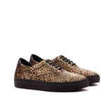 Gentlemen Ocio Sneaker - Leopard Velvet Sartorial Fabric with Heel Tab in Black Box Calf Leather