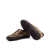 Gentlemen Ocio Sneaker - Leopard Velvet Sartorial Fabric with Heel Tab in Black Box Calf Leather
