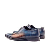 Gentlemen Oxford in Hand Painted Denim & Brown Patina in Calf Leather with Goodyear Welt