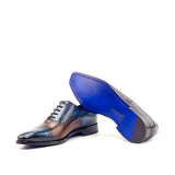Gentlemen Oxford in Hand Painted Denim & Brown Patina in Calf Leather with Goodyear Welt