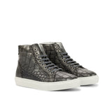 Gentlemen Alto Juego Sneaker -  Hand Painted Grey Croco Embossed Calf Leather