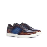 Gentlemen & Young Adult Activo Basico Sneaker - Hand Painted Fuego Patina & Denim Patina in Calf Leather detailed with Hand Painted Khaki Patina in Calf Leather